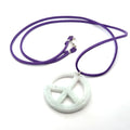 Green Jade Peace Symbol Pendant Necklace on white center overview
