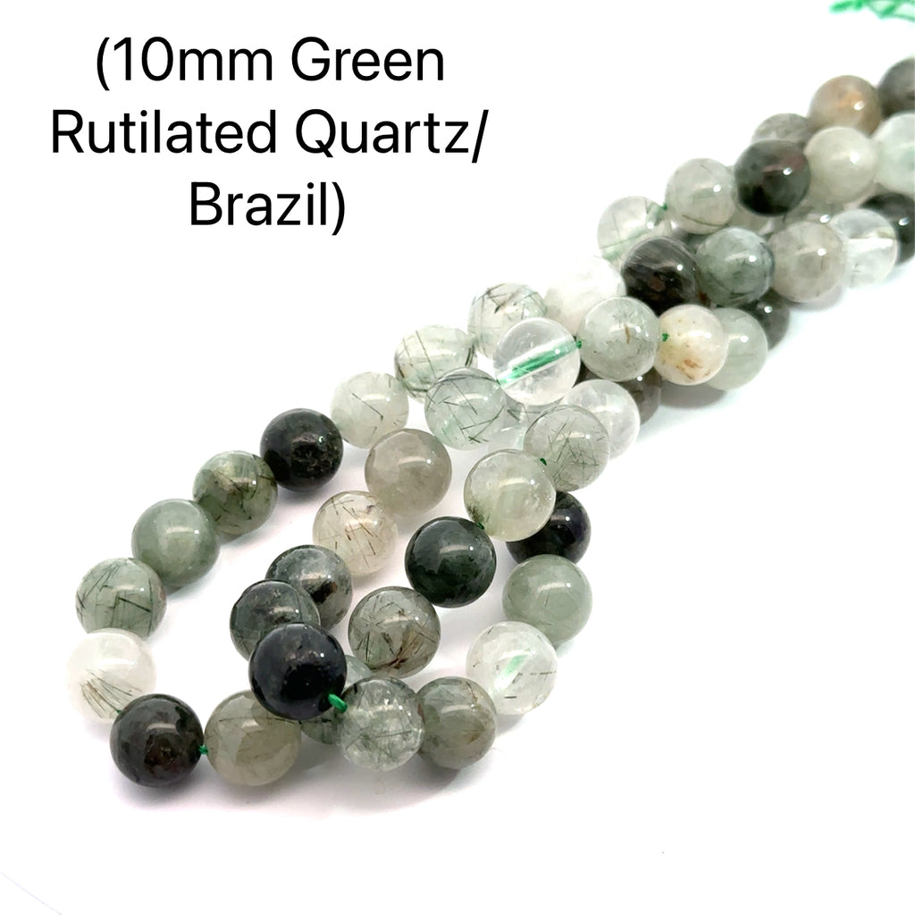 Green Rutilated Quartz Strand  10mm on white long overview