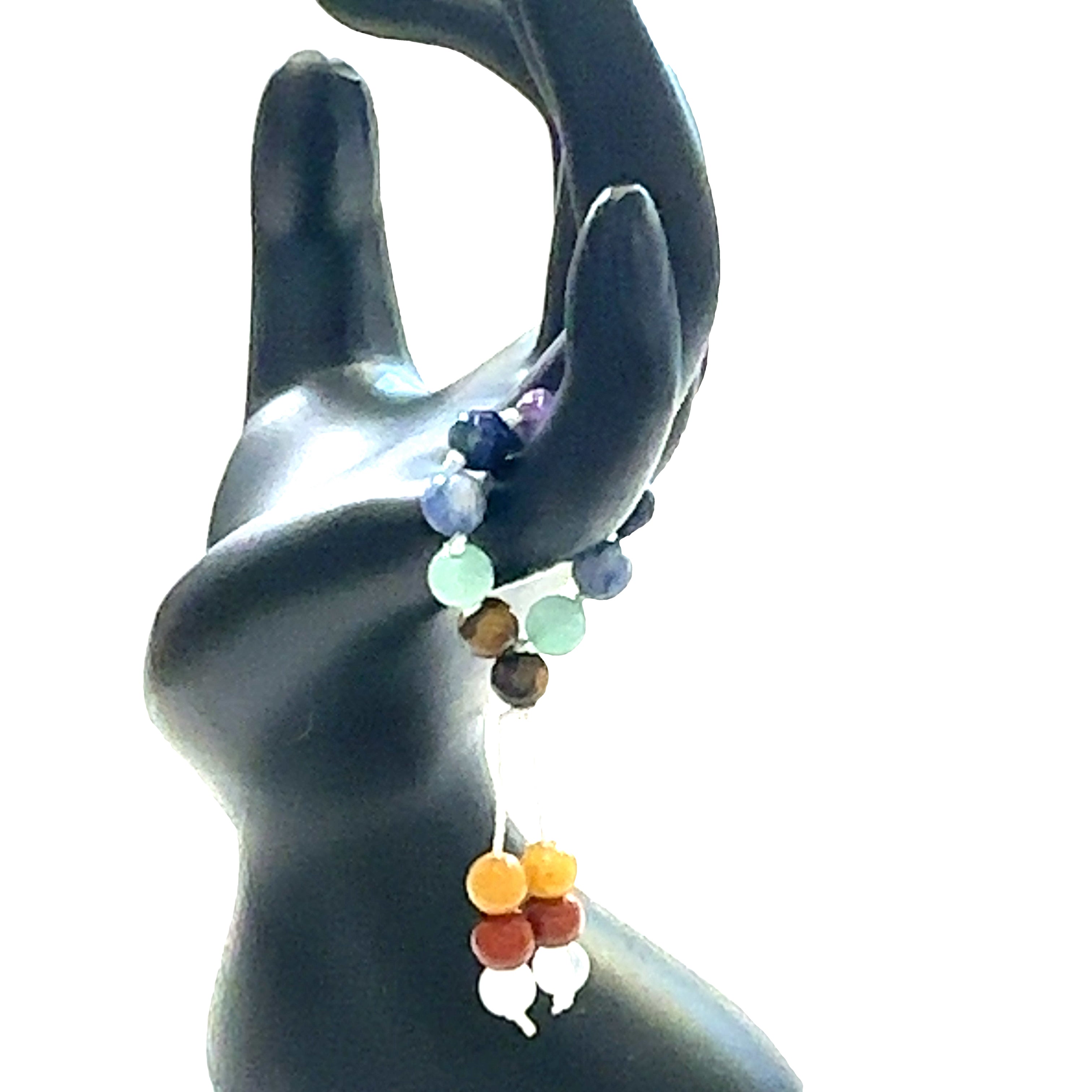 Hand-Knotted Mala Gemstone Rings 7 chakra on white front view