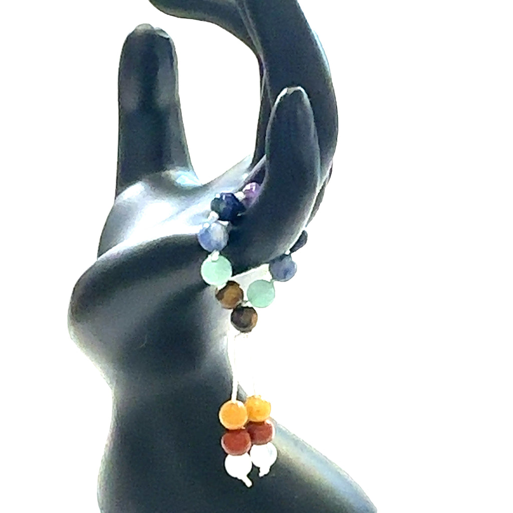 Hand-Knotted Mala Gemstone Rings 7 chakra on white front view