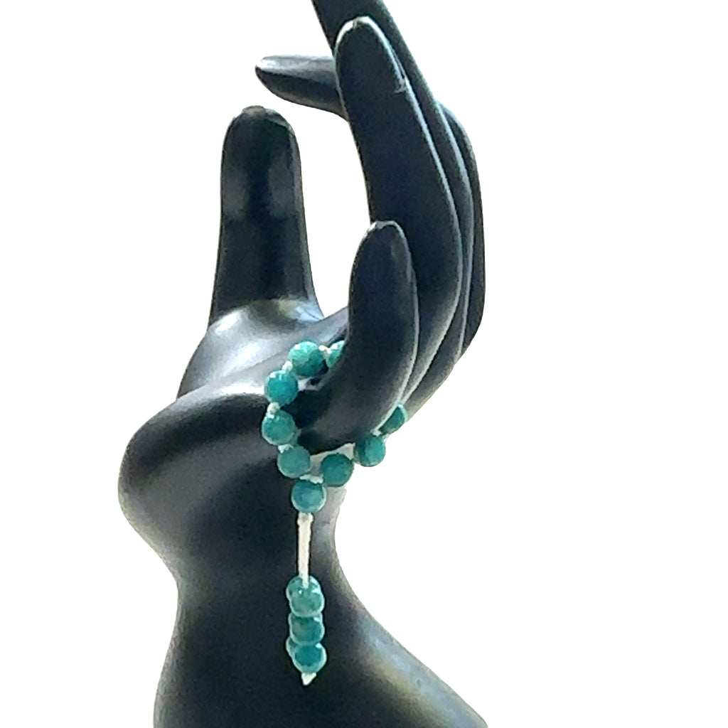 Hand-Knotted Mala Gemstone Rings Amazonite on white front view