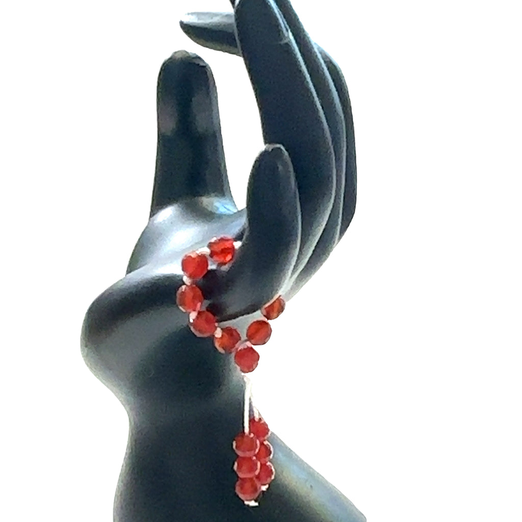 Hand-Knotted Mala Gemstone Rings Carnelian on white front view