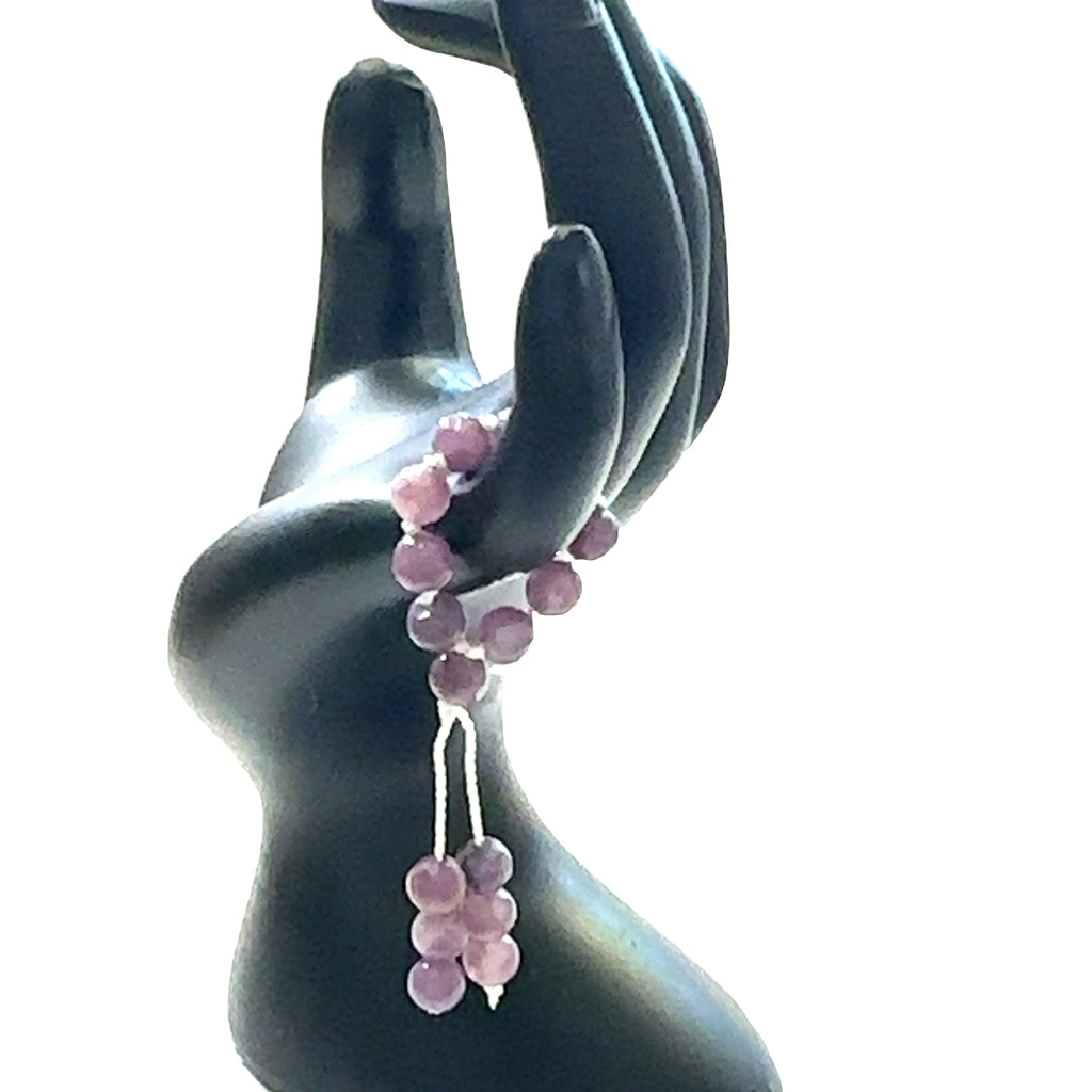 Hand-Knotted Mala Gemstone Rings Lepidolite on white front view