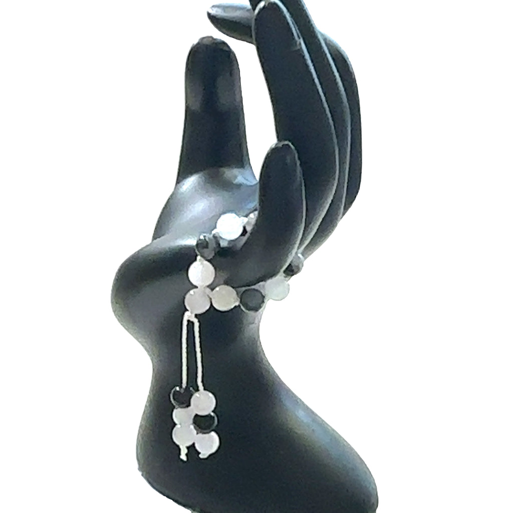 Hand-Knotted Mala Gemstone Rings Tourmaline Quartz on white front view