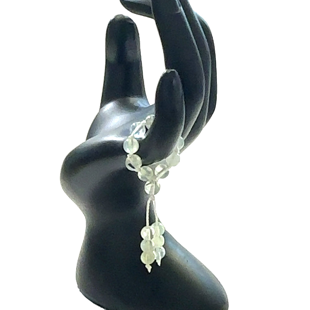 Hand-Knotted Mala Gemstone Rings prehnite on white front view