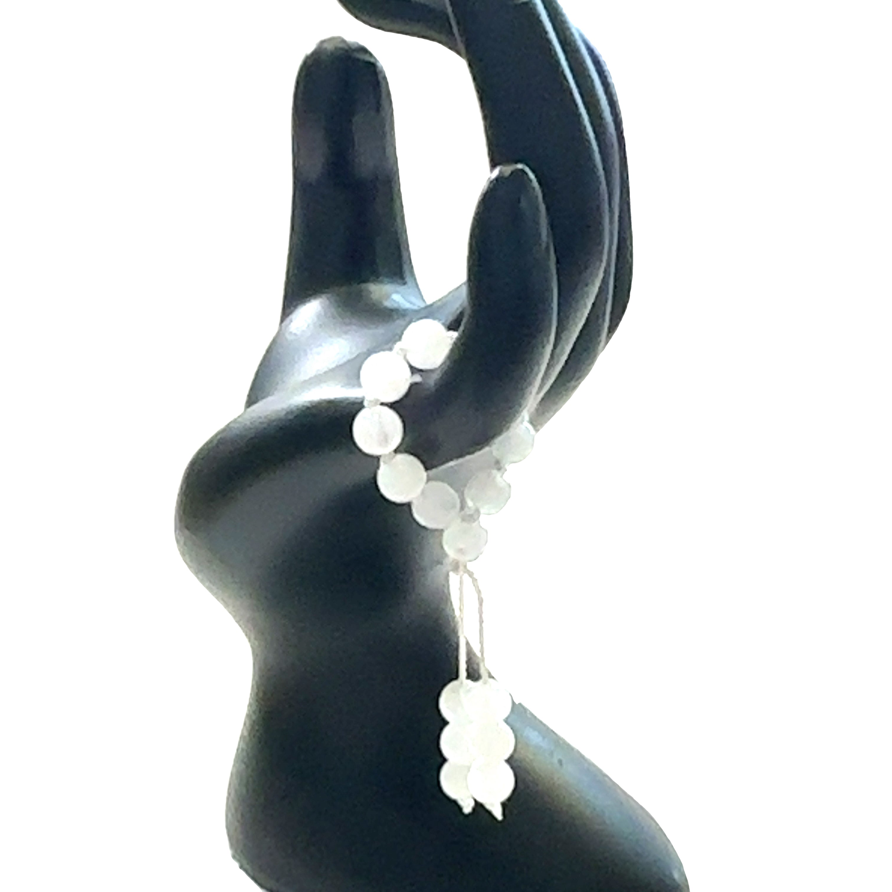 Hand-Knotted Mala Gemstone Rings rainbow moonstone on white front view