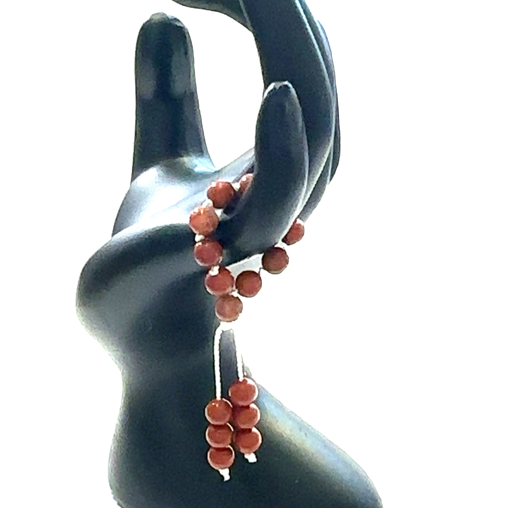 Hand-Knotted Mala Gemstone Rings red jasper on white front view