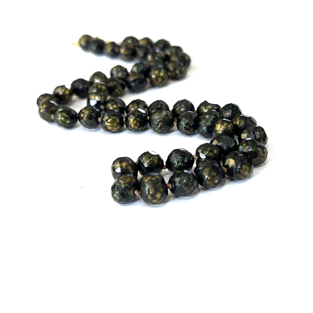 Handcrafted black freshwater pearl necklace perfect for layering or gifting on white long center view
