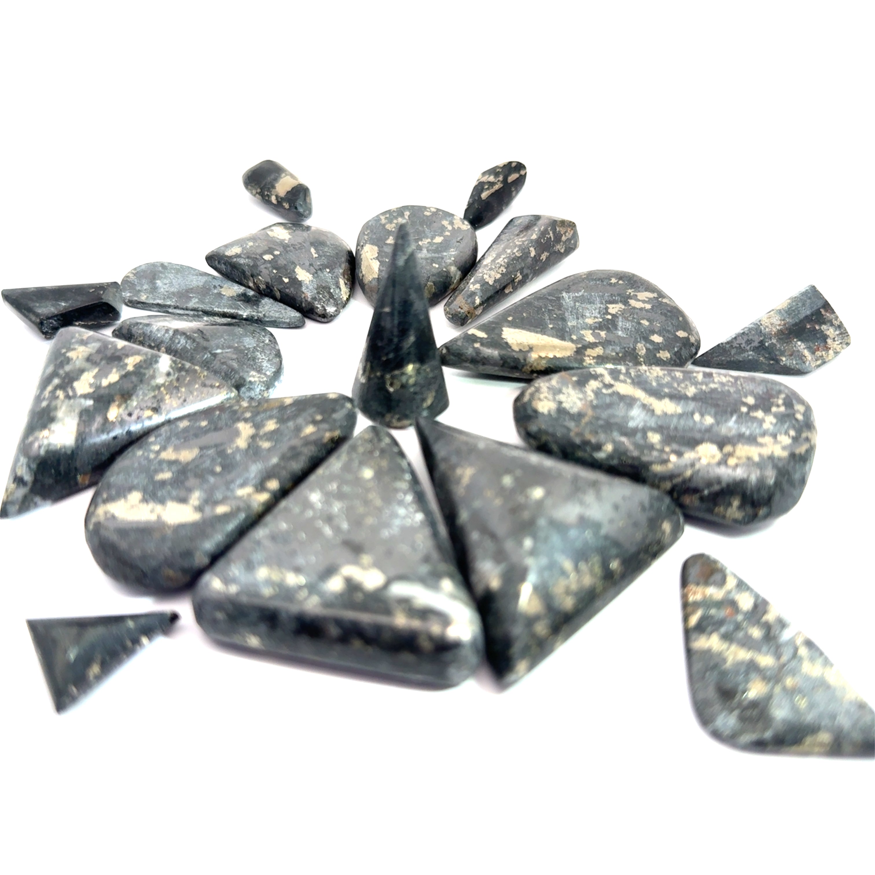 Healers Gold Tumbled Gemstone grouping on white overview