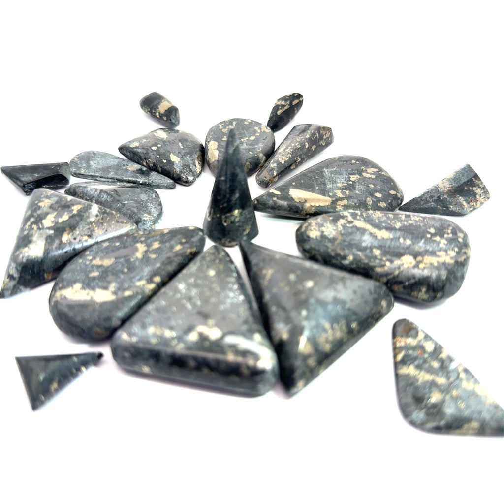 Healers Gold Tumbled Gemstone grouping on white overview