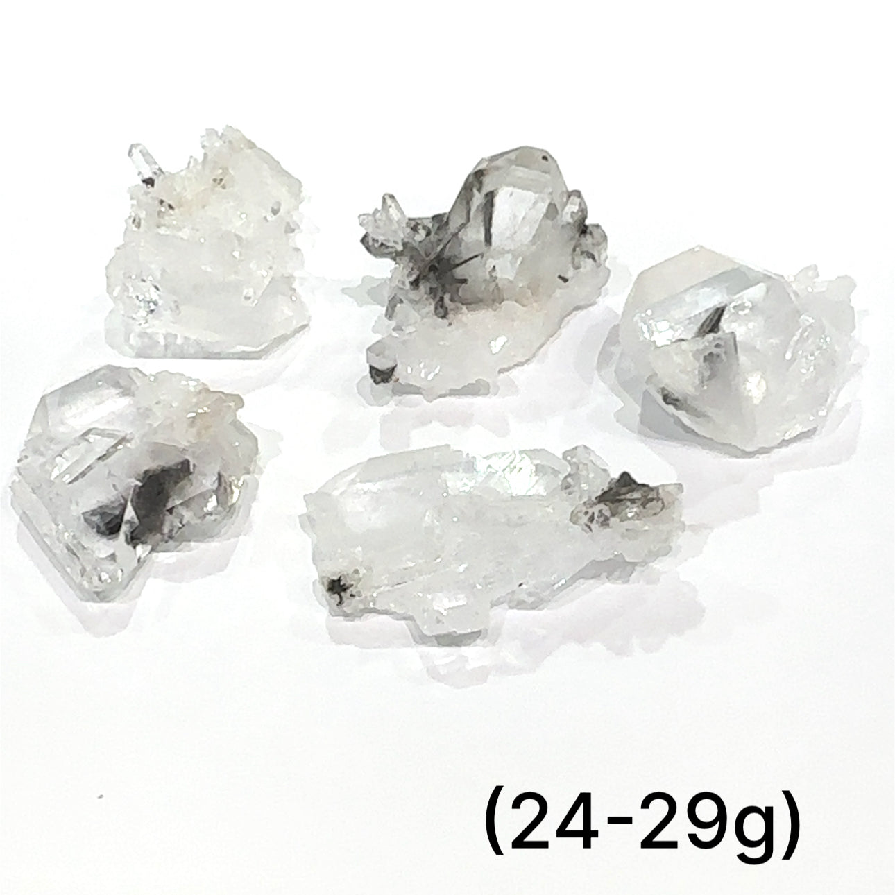 Healing Brookite in Quartz crystal for manifestation, abundance, and higher‑frequency integration (24-29g) on white front overview