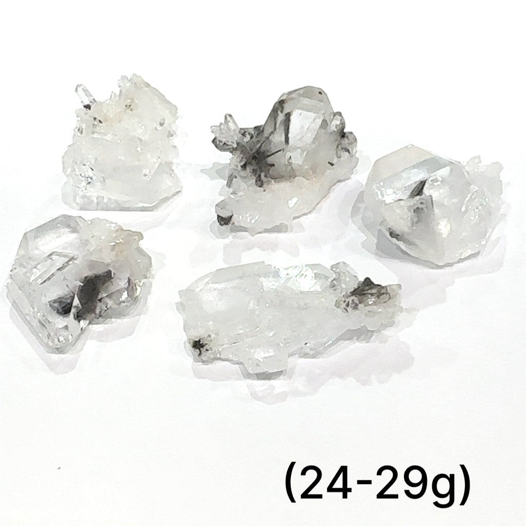 Healing Brookite in Quartz crystal for manifestation, abundance, and higher‑frequency integration (24-29g) on white front overview