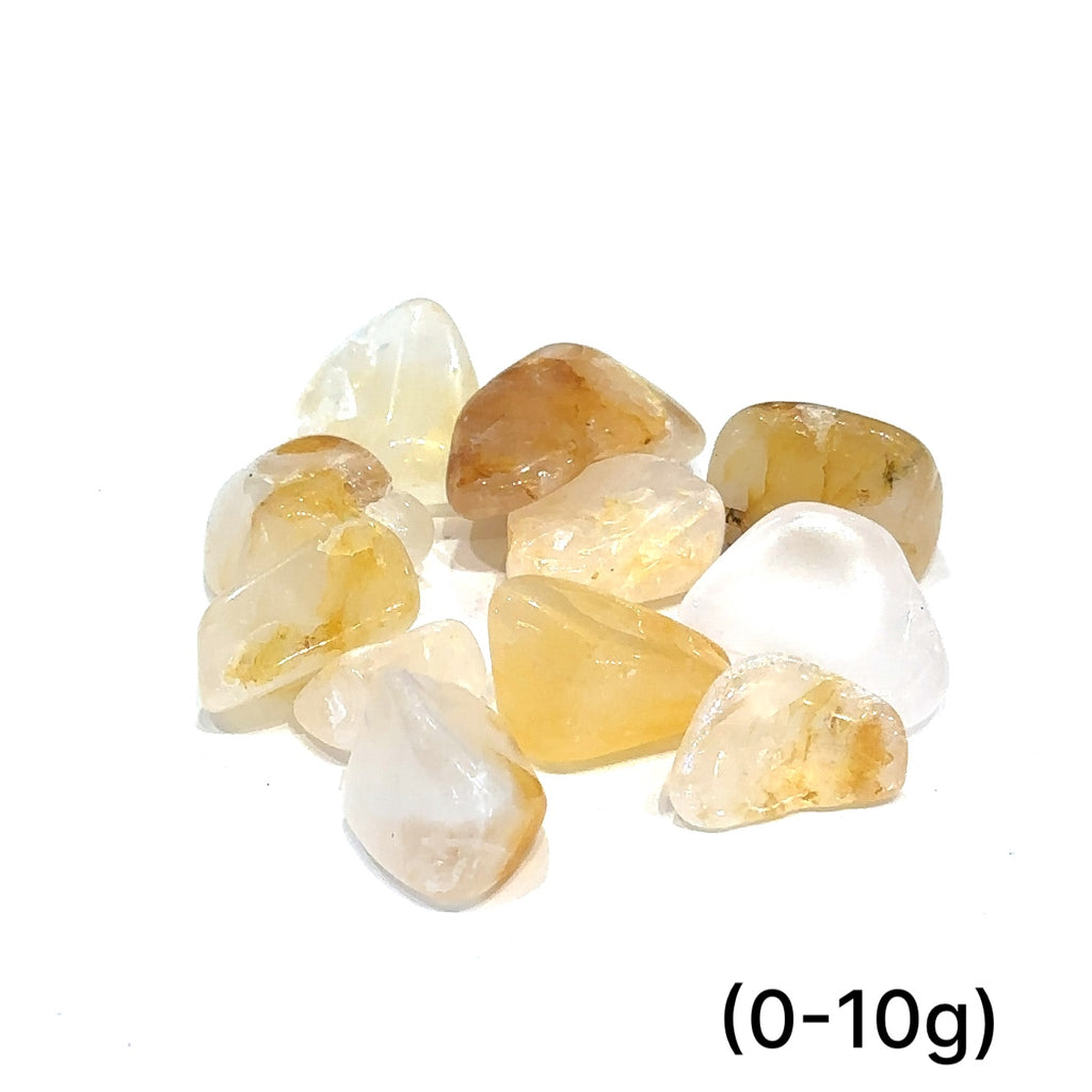 Healing Golden Healer Quartz crystal for chakra alignment and balance (0-10g) on white overview