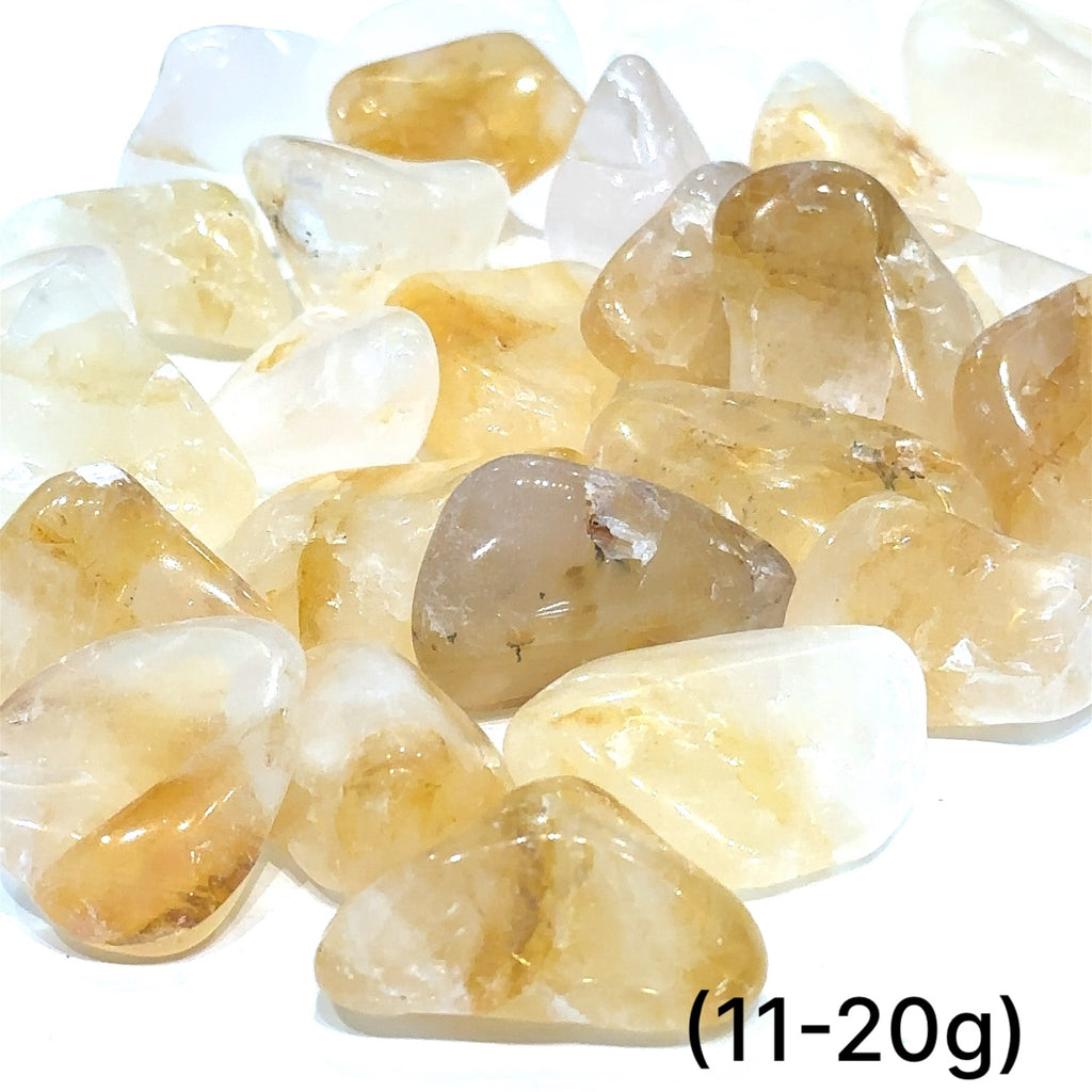 Healing Golden Healer Quartz crystal for chakra alignment and balance (11-20g) on white overview