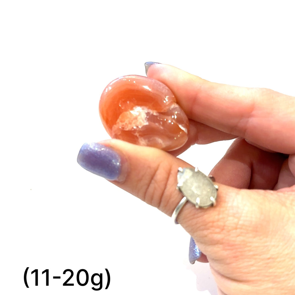 Healing Malawi Agate crystal for stability, peace, and focus gemstone (11-20g) on white overview 