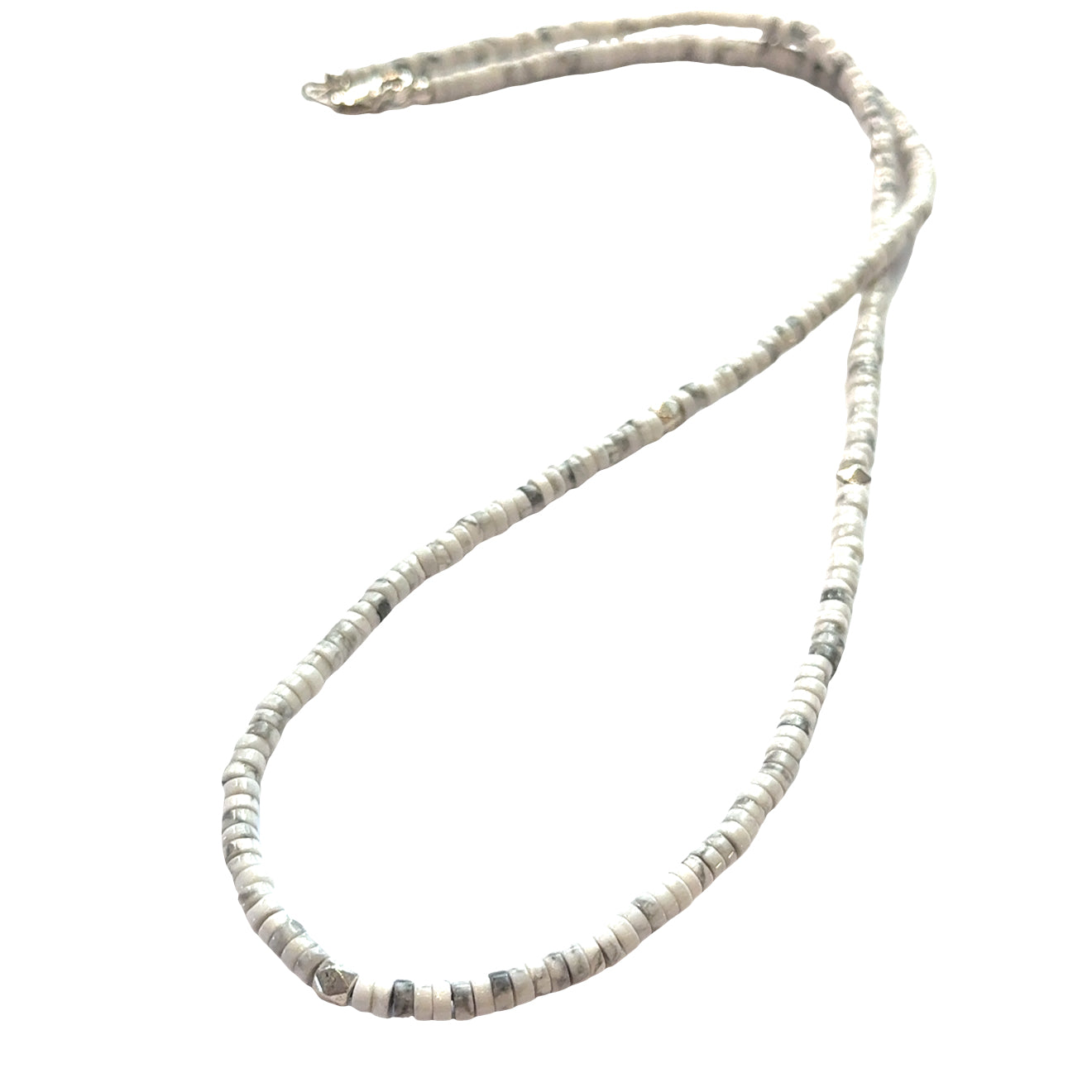 Howlite Gemstone Beaded Necklace on white front and center overview