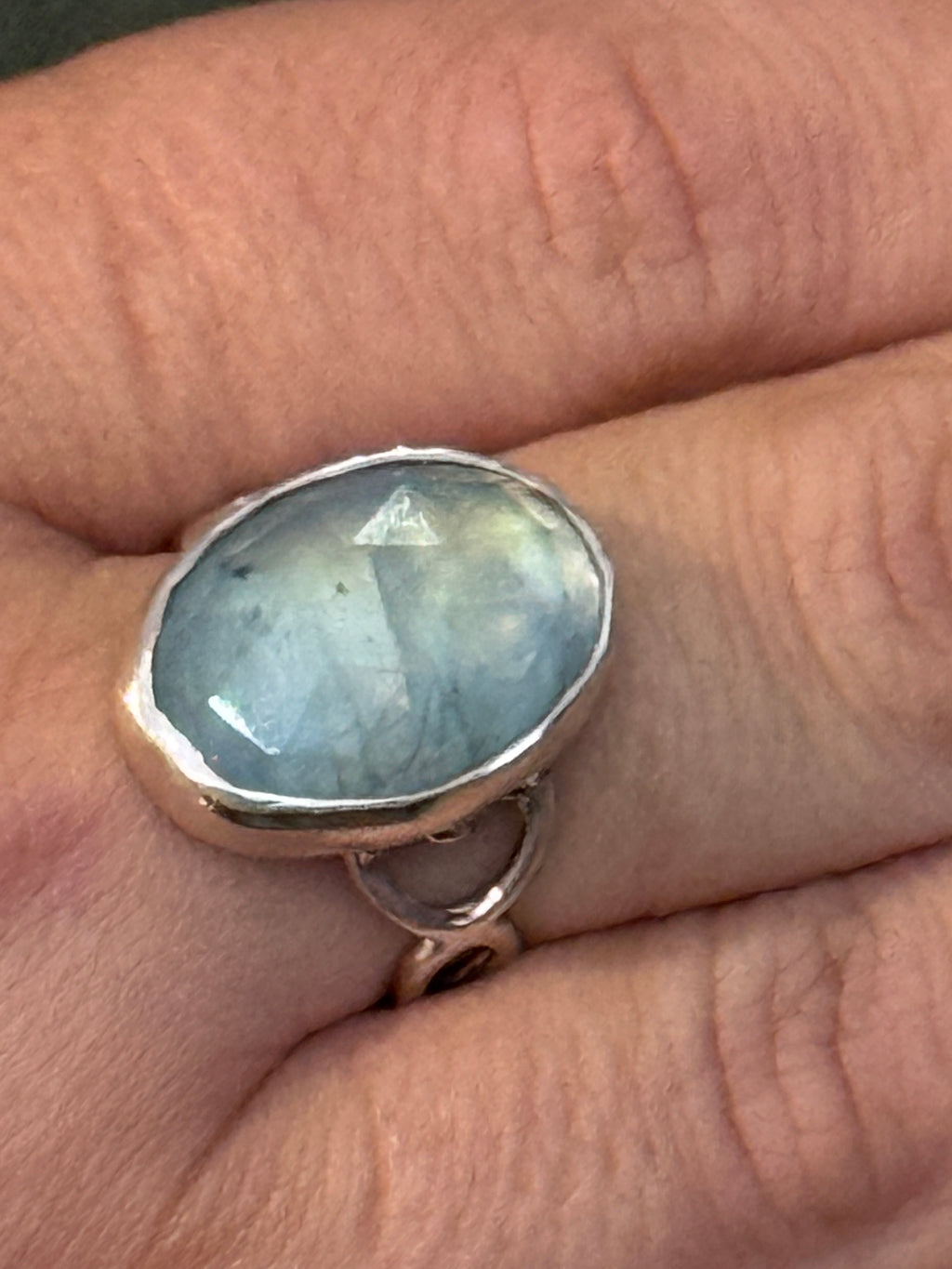 Aquamarine Gemstone Sterling Silver Ring size 7.25