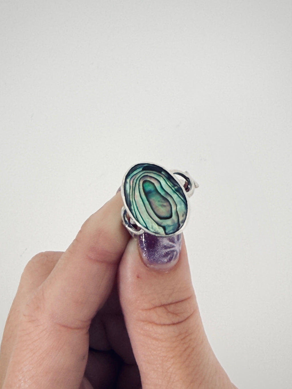 Abalone Shell Gemstone Sterling Silver Ring size 7.5