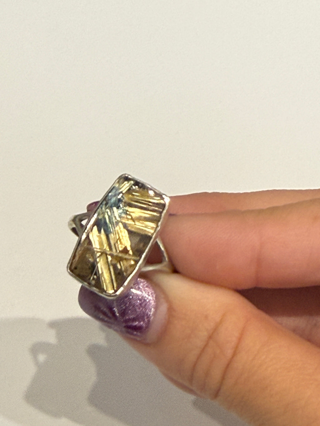 Star Rutile Quartz Sterling Silver Statement Ring, size, 7.5