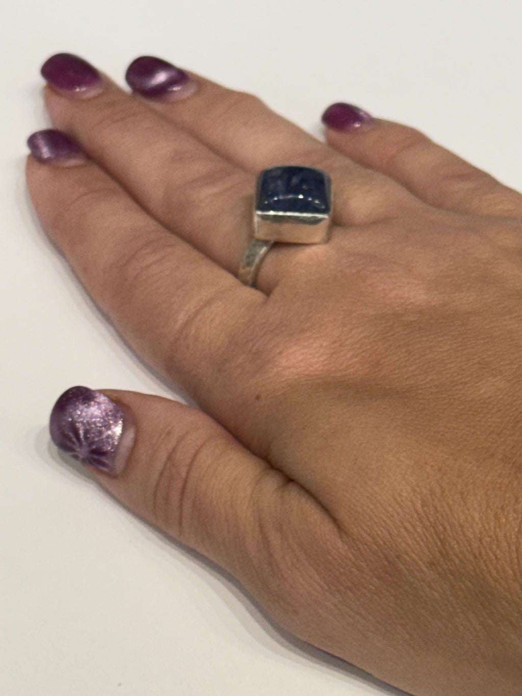 Tanzanite Sterling Silver Statement Ring, size 7