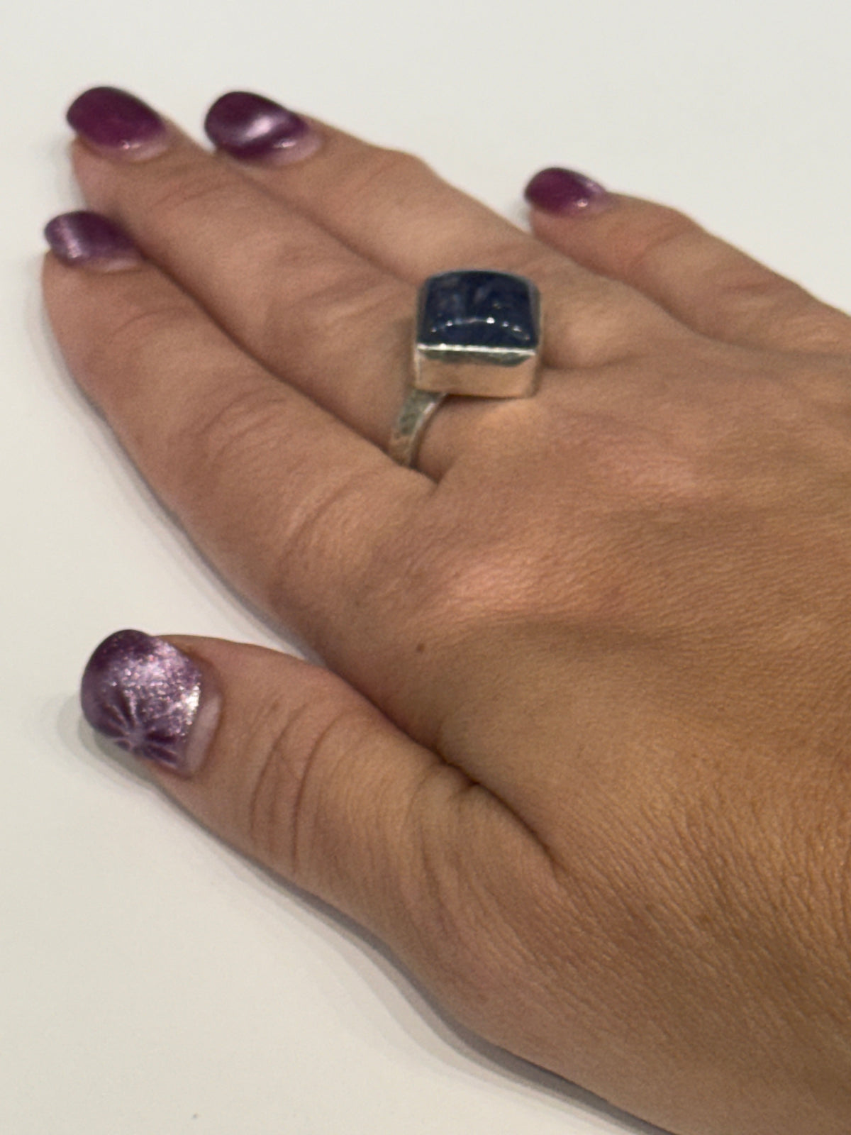 Tanzanite Sterling Silver Statement Ring, size 7