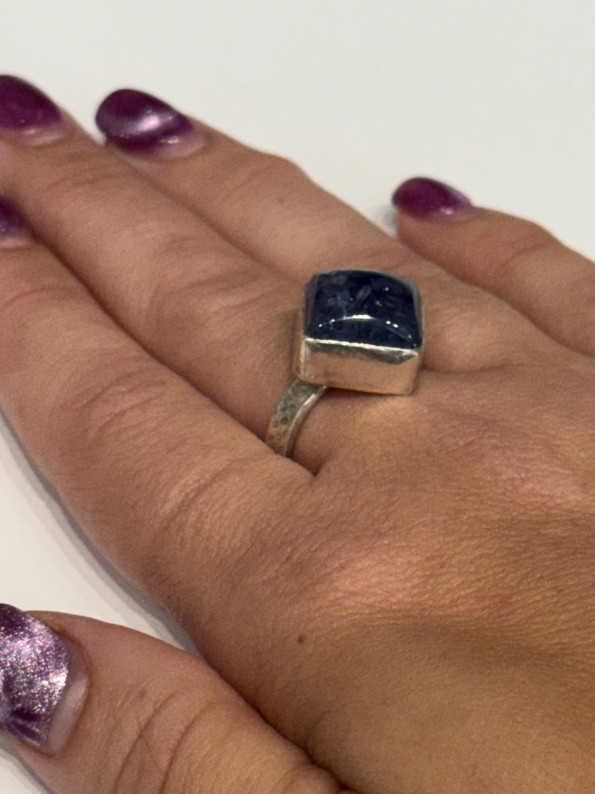 Tanzanite Sterling Silver Statement Ring, size 7