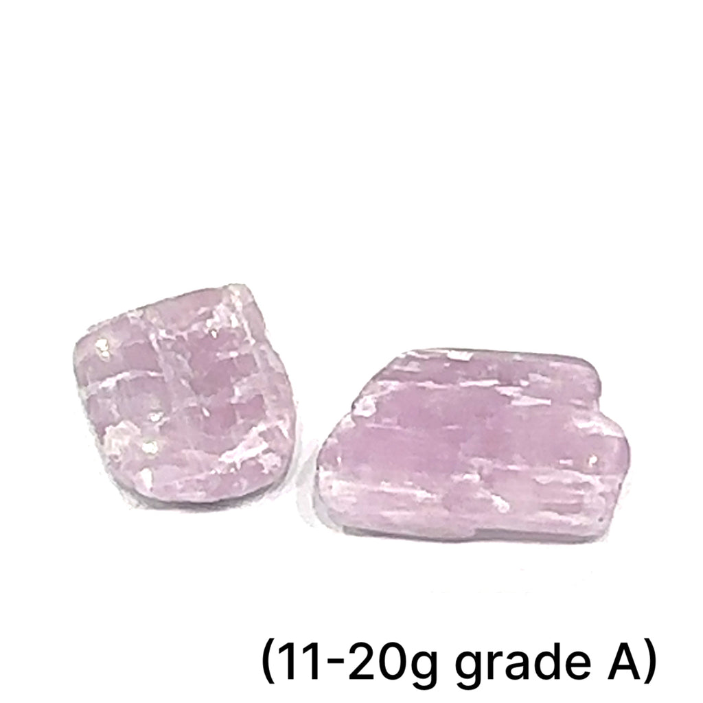 Kunzite Semi-Tumbled Gemstone grouping of (11-20g) grade A on white overview