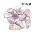 Kunzite Semi-Tumbled Gemstone grouping of (21-29g) on white overview