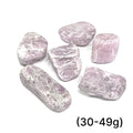 Kunzite Semi-Tumbled Gemstone grouping of (30-49g) on white overview