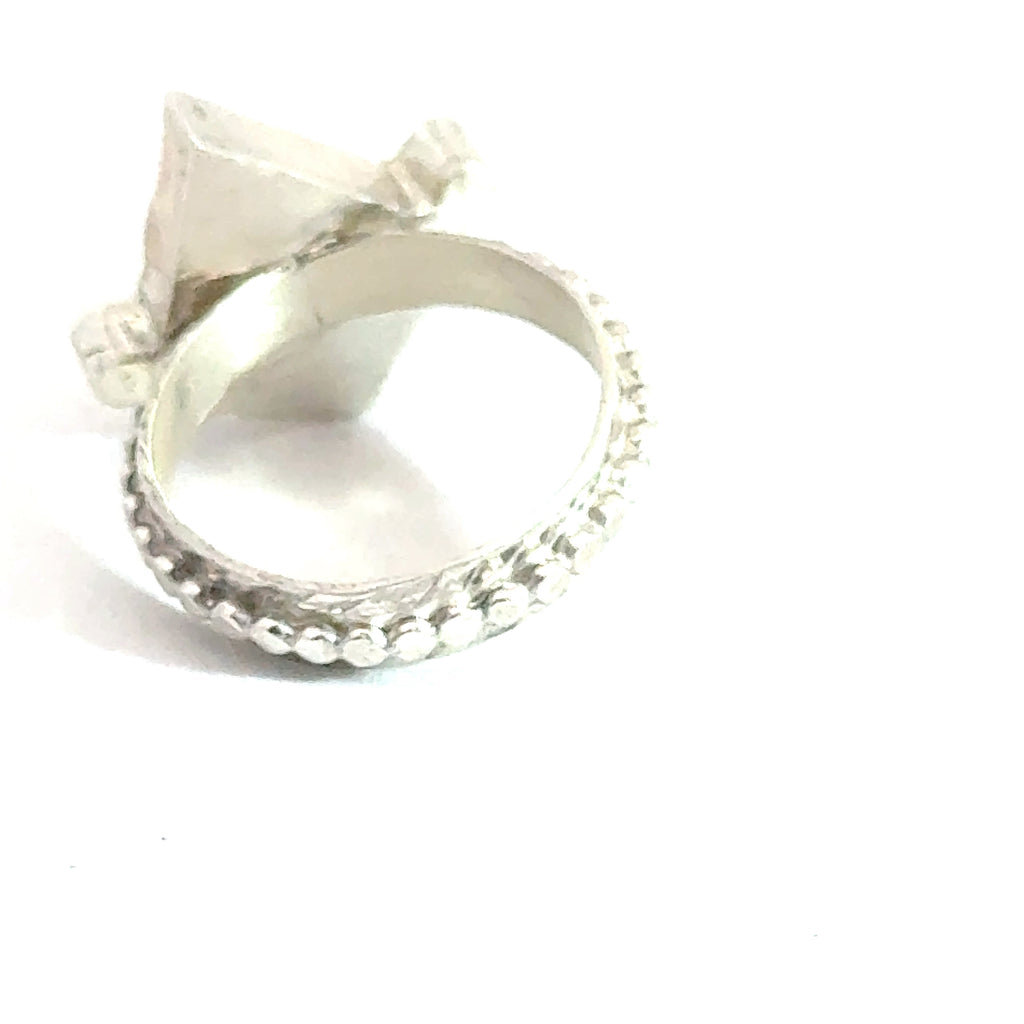 Labradorite Gemstone Ring on white back side view