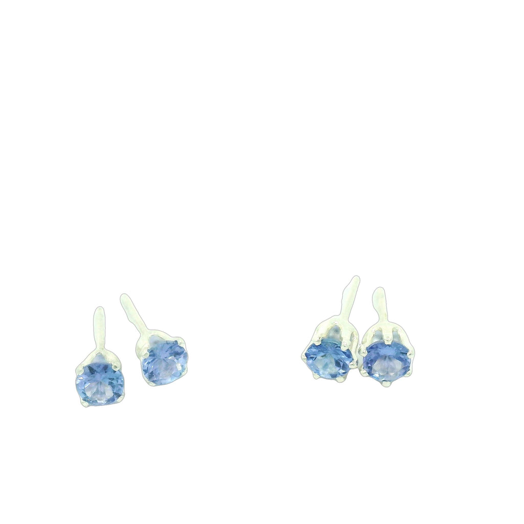 Lavender Amethyst Faceted 4mm Round Post Earrings grouping on white center overview