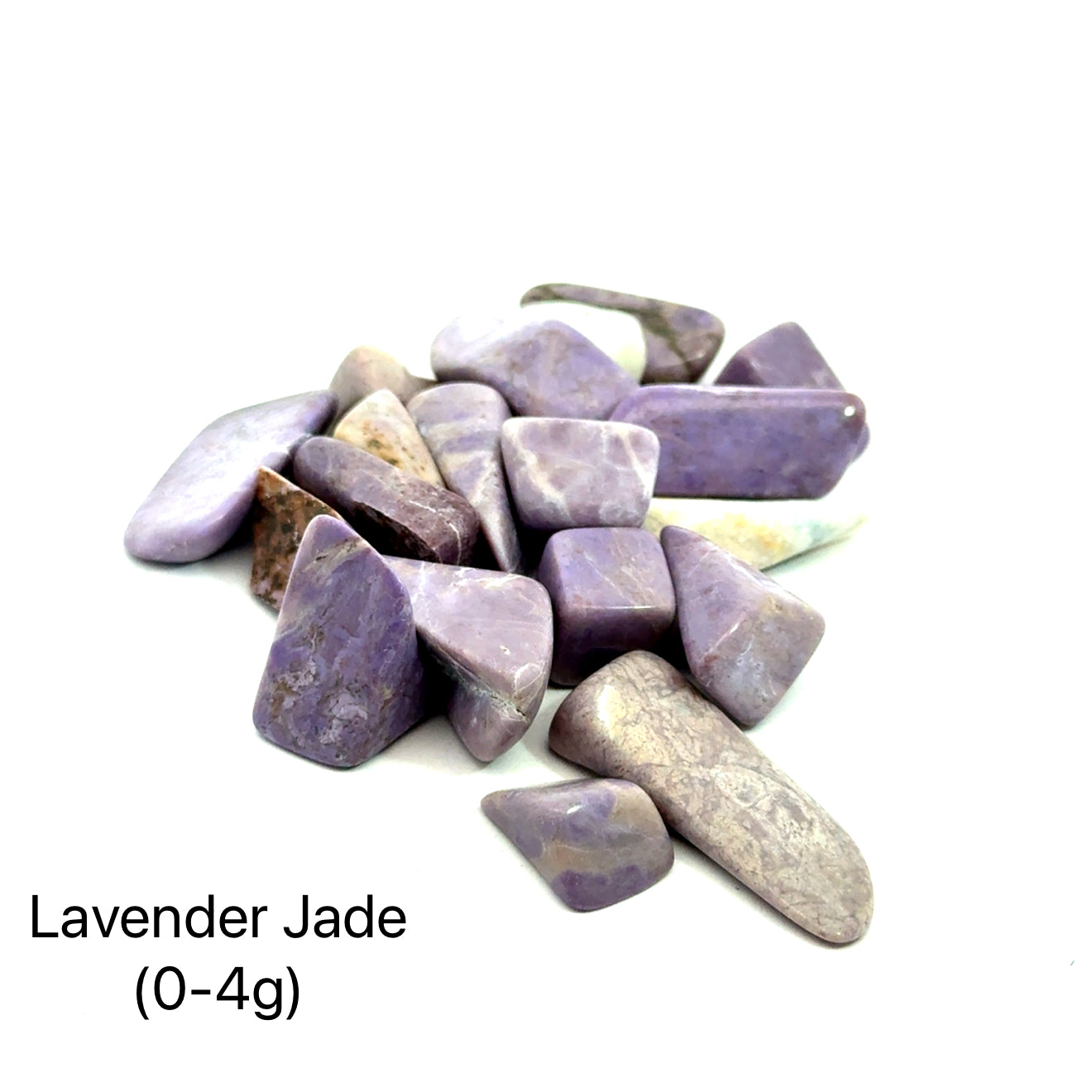 Lavender Jade Gemstone grouping of 0-4g front