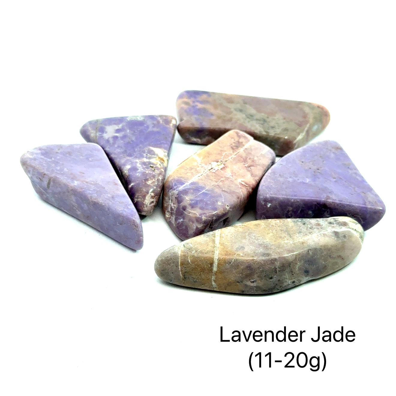 Lavender Jade Gemstone grouping of 11-20g front