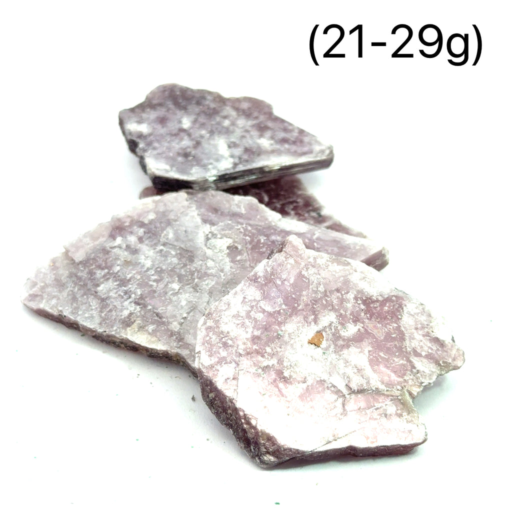 Lepidolite Raw Gemstone “Book” grouping  21=29g on white front view