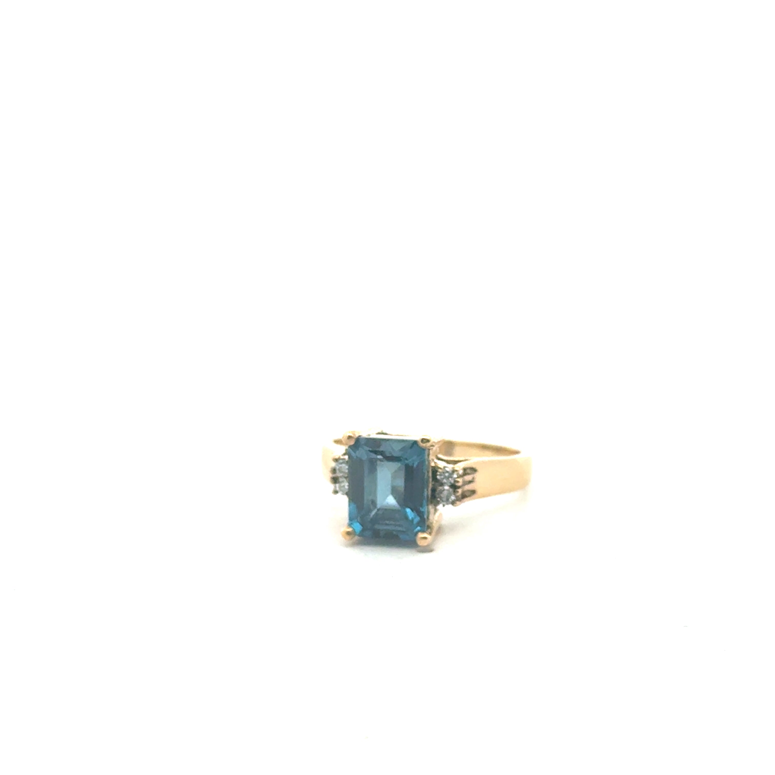 London Blue Topaz & Diamond 14k Gold Ring on white left side