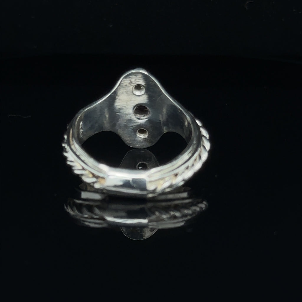 Luxury gemstone ring for women, perfect for gifting or personal wear on black back view