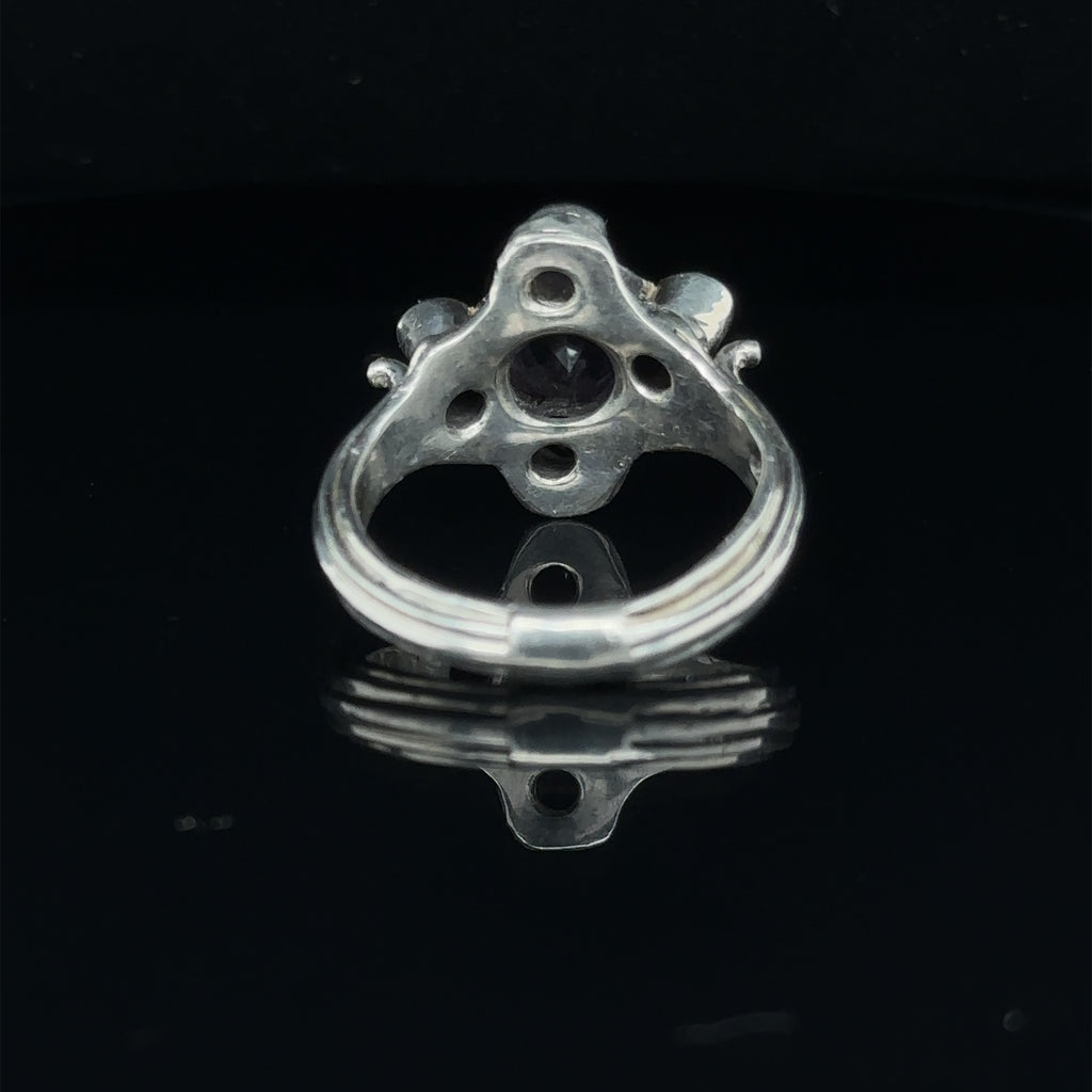 Luxury gemstone ring perfect for gifting or personal wear, size 7 on black  back view