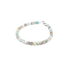 Morganite crystal bracelet for divine love and spiritual healing  on white top and front overview 