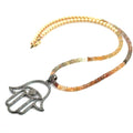 Multicolored Sapphire Gemstone Necklace on white up close view