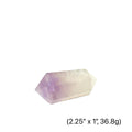 One Amethyst double terminated stone showing violet facets and natural geometry, on a white background, front overview (2.25'' x 1'', 36.8g)