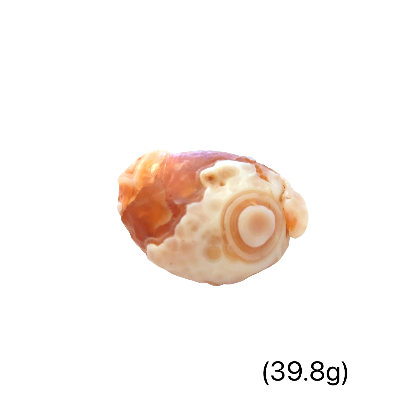One Ethically sourced Gobi agate specimen for emotional resilience and stability, on a white background, front overview. (39.8g)