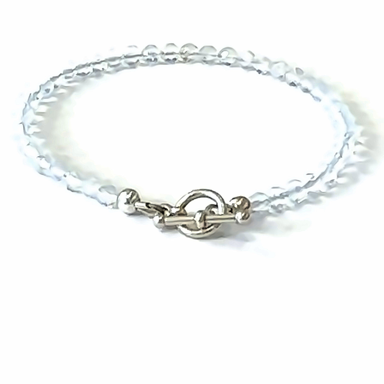 Opalite Gemstone Bracelets 3mm faceted  on white back center overview