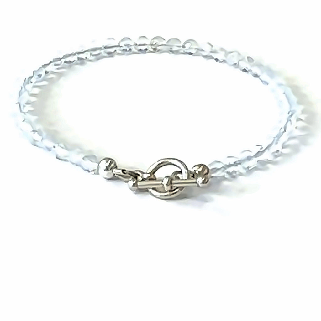 Opalite Gemstone Bracelets 3mm faceted  on white back center overview