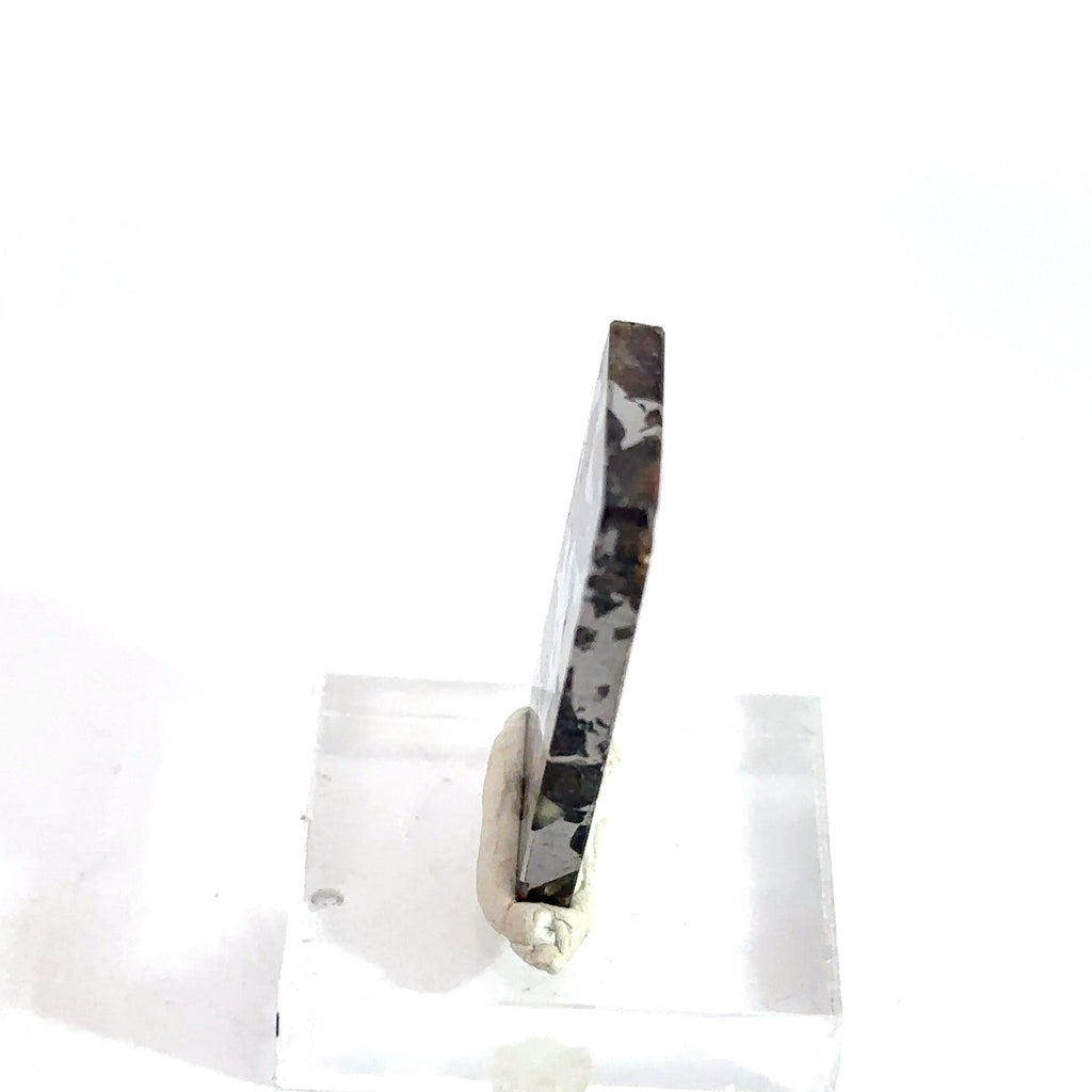 Pallasite Meteorite Gemstone 6.6g on white side view