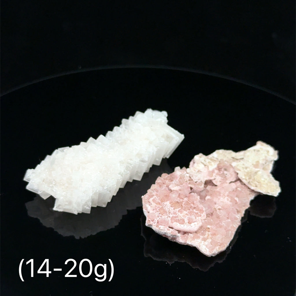 Pink Halite Raw Gemstone on black 14-20g front view