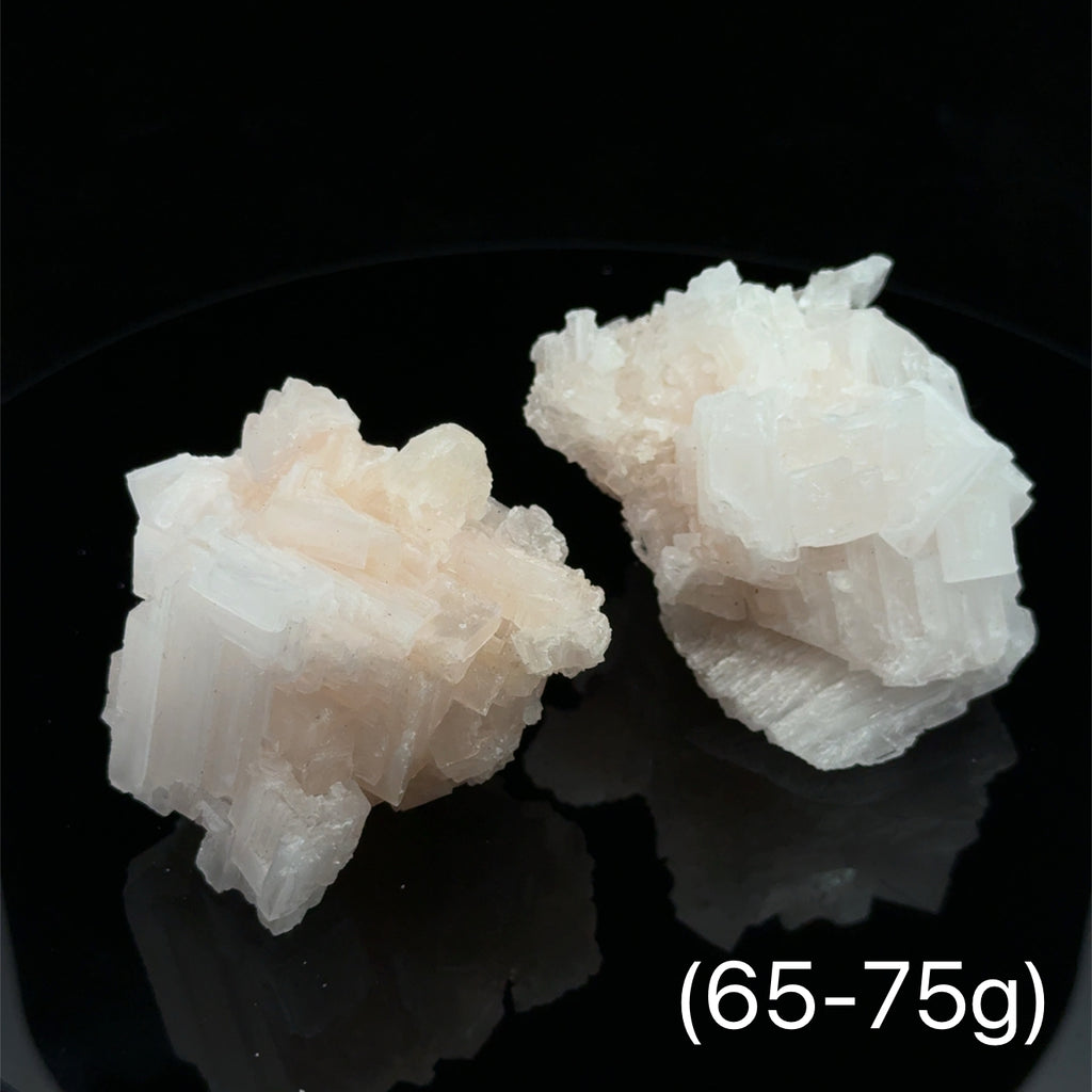 Pink Halite Raw Gemstone on black 65-75g front view