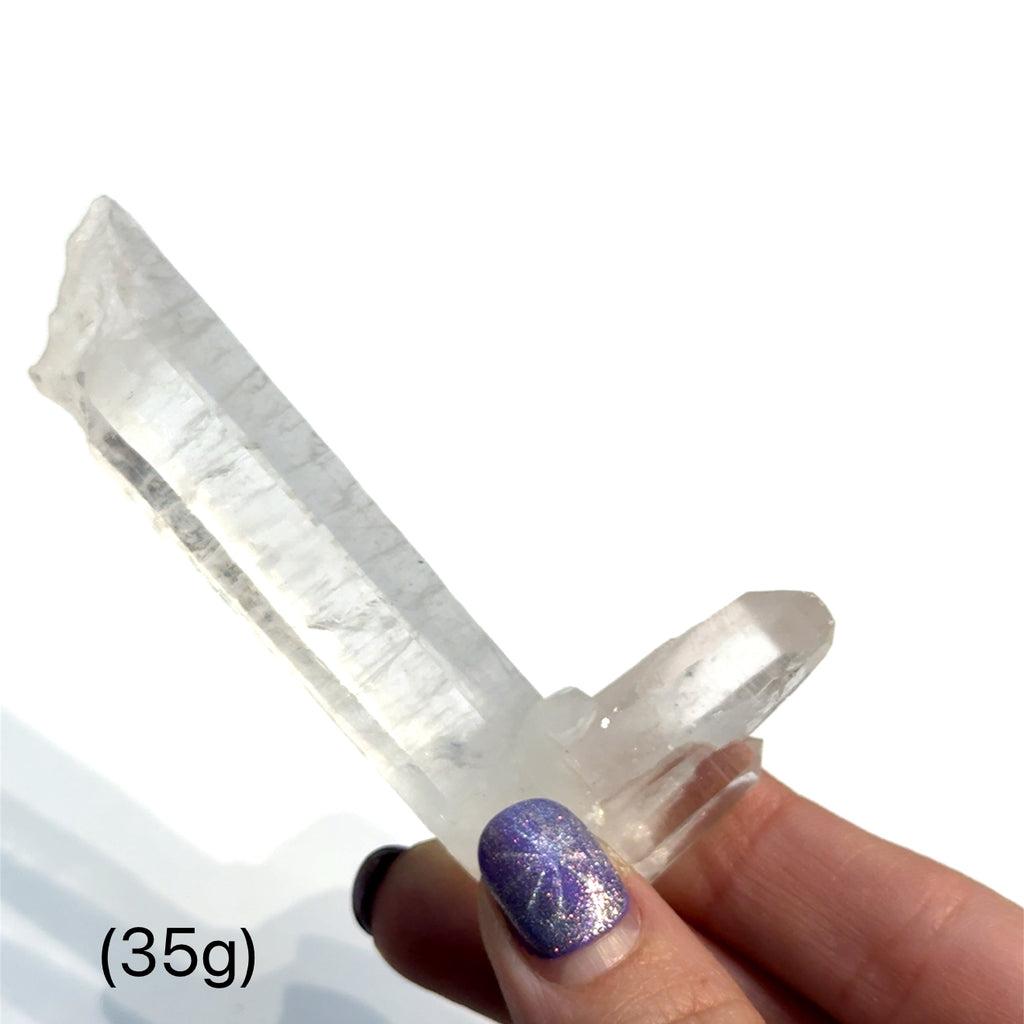 Pink Lemurian Quartz Gemstone 35g on white front view