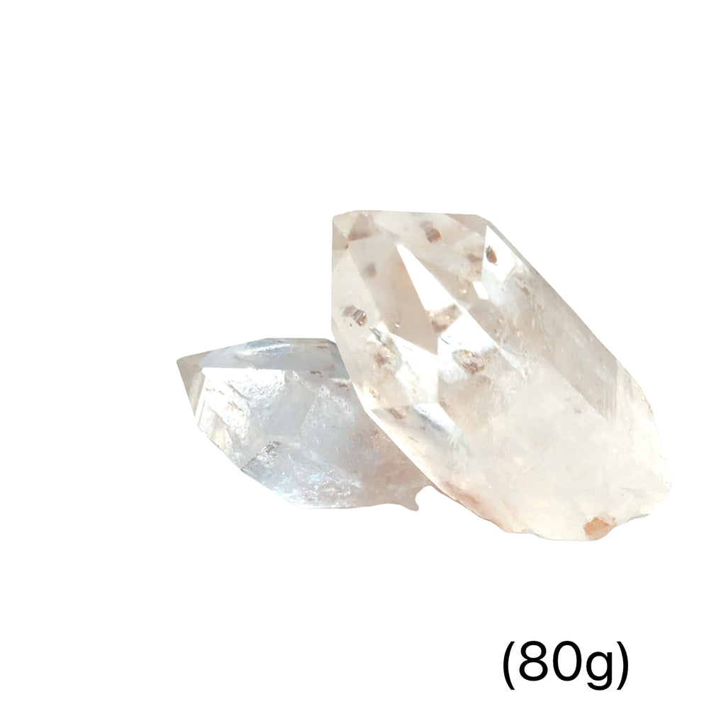 Pink Lemurian Quartz Gemstone 80g B  on white front view