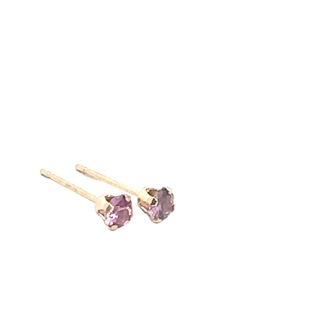 Pink Sapphire Stud Earrings  angled on white overview