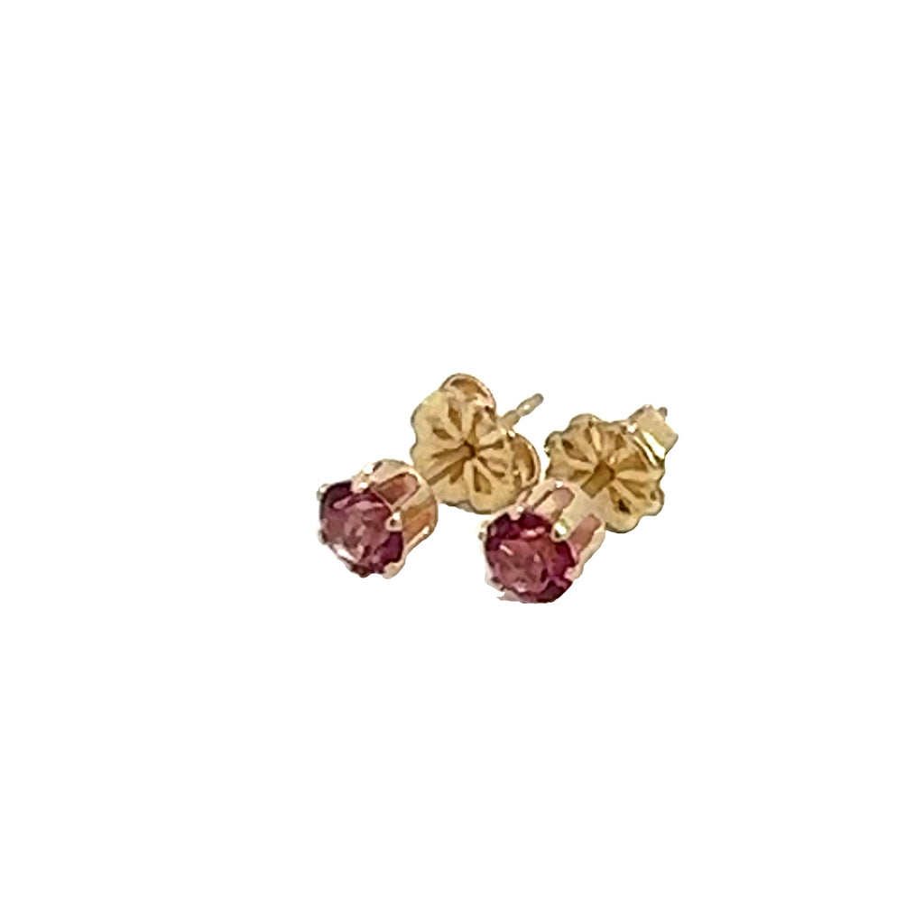 Pink Topaz Gemstone Earrings on white front center angle overview